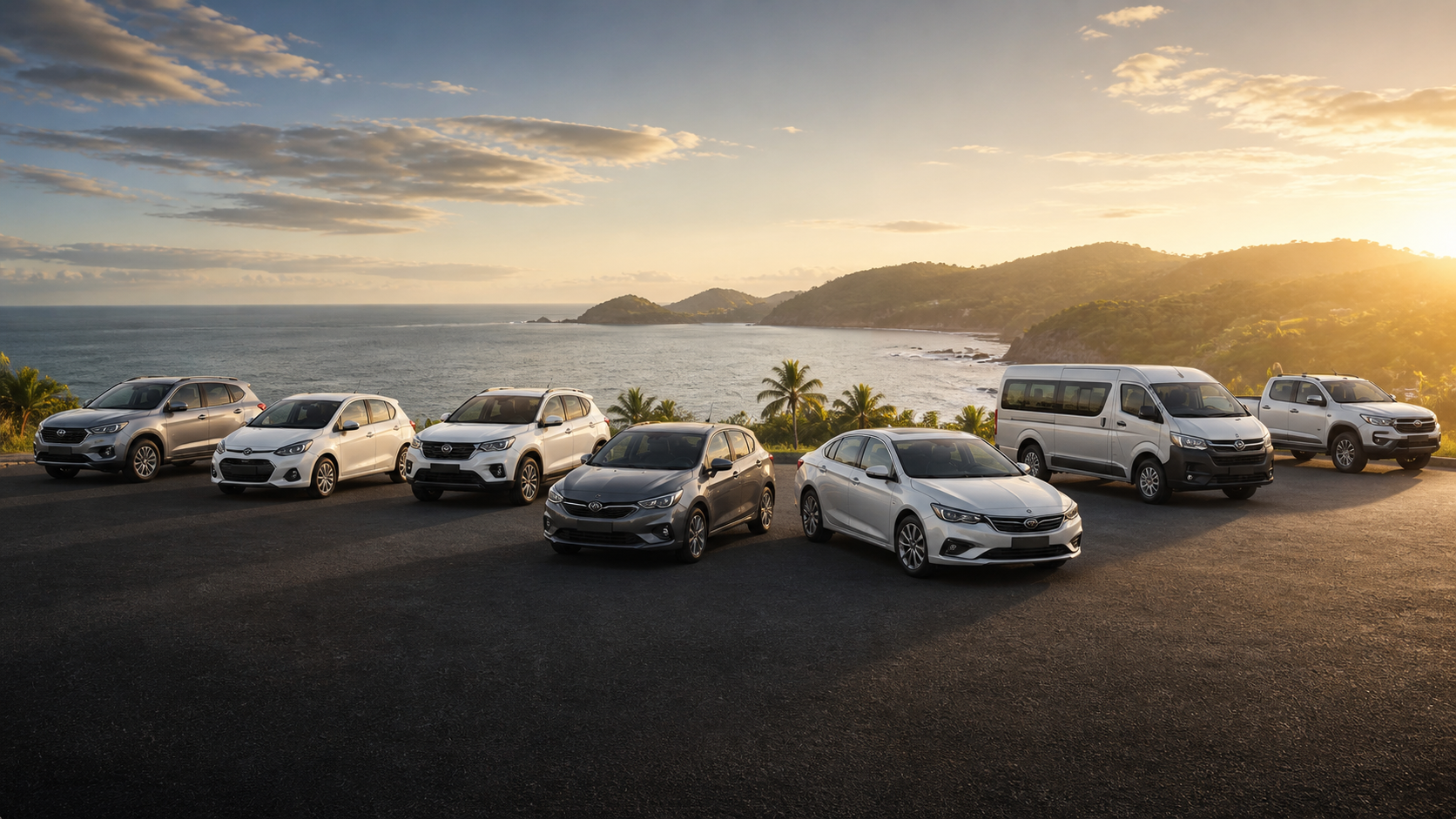 HS rental vehicle fleet overlooking the Sri Lankan coast